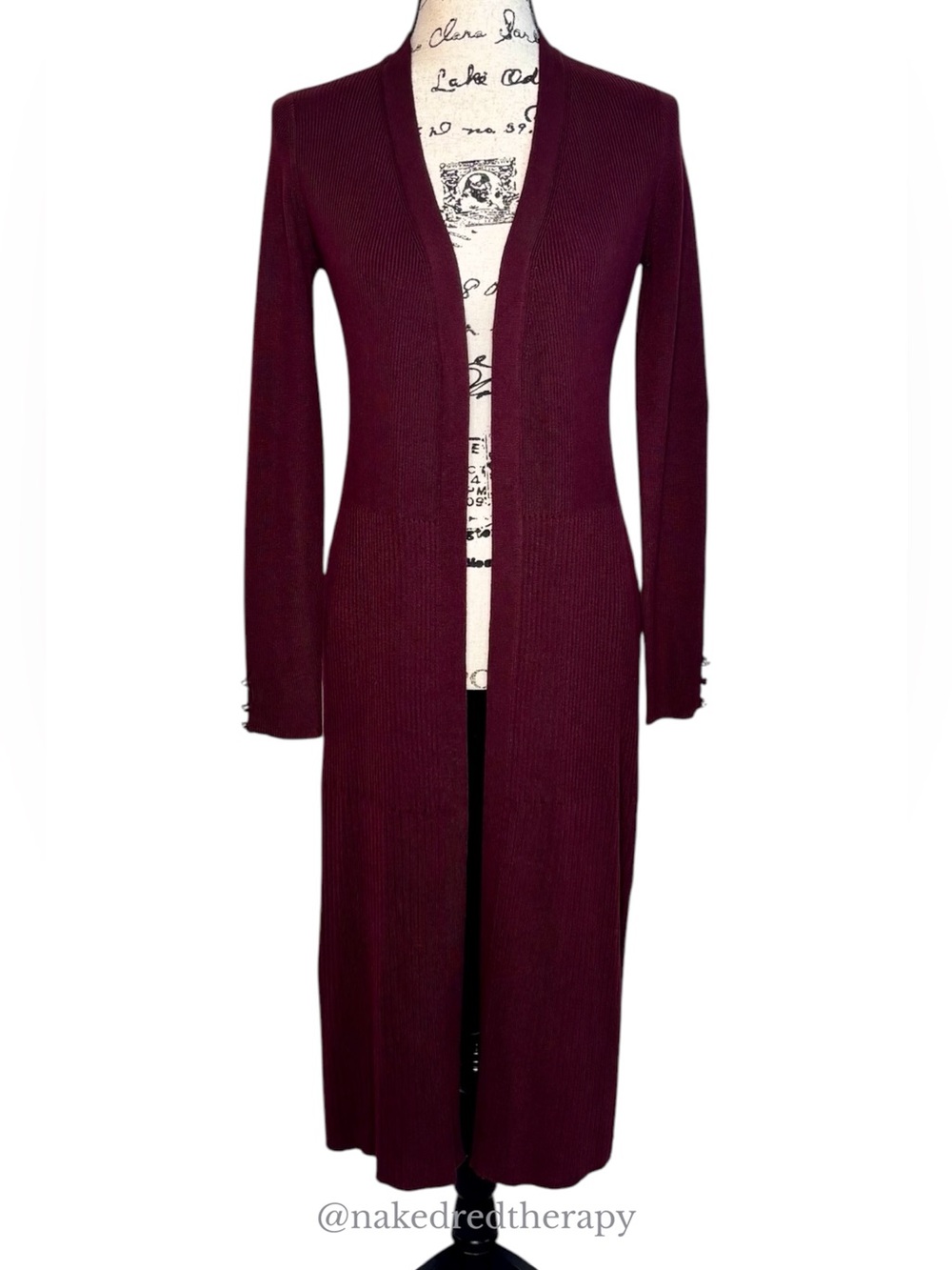 White House Black Market Ribbed Open-Front Cardigan Wine/Burgundy | Women XS